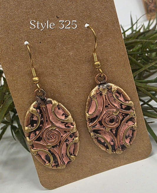 Brass Patina Pink Earrings EP325