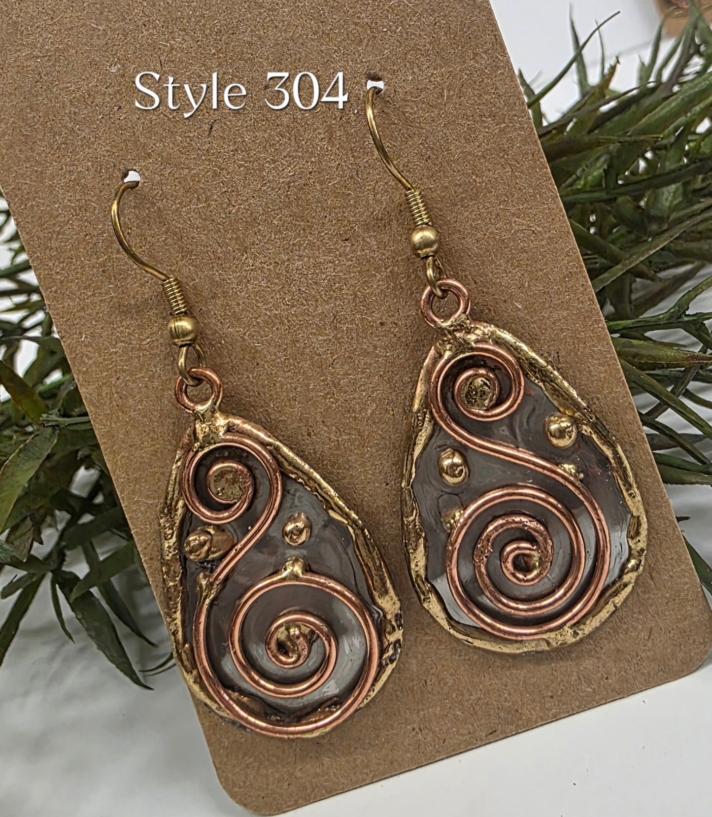 Brass & Copper Mixed Metal Earrings EP304