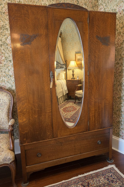 Antique Tiger Oak Armoire