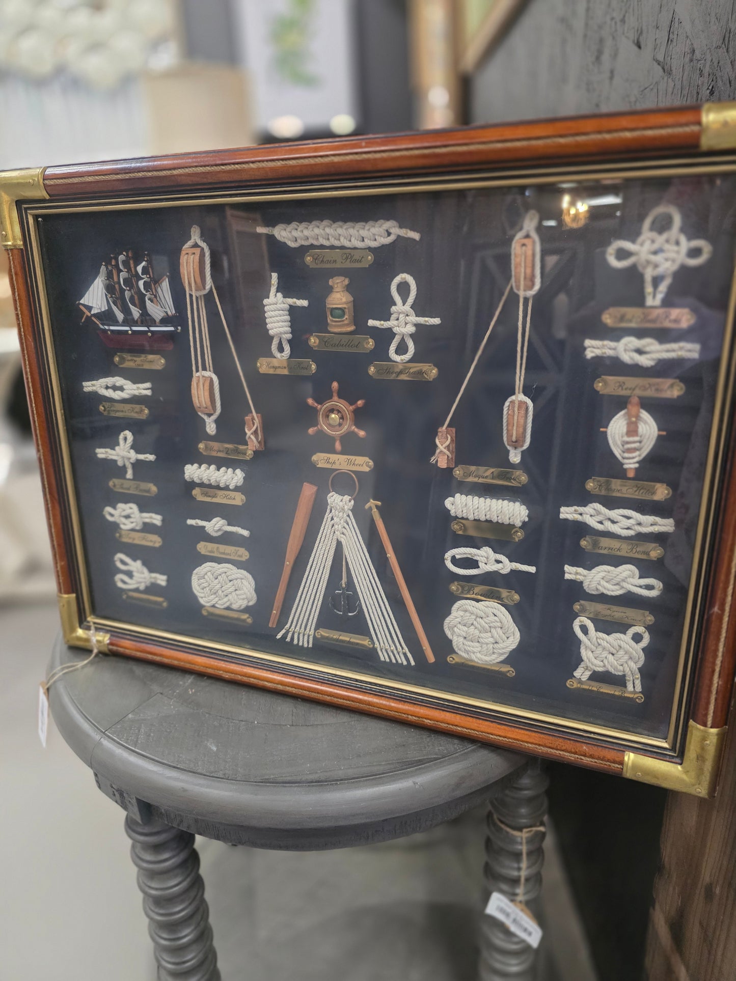 Vintage Nautical Knot Shadow Box Art