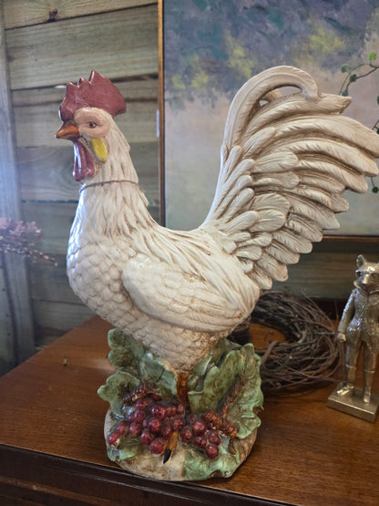 Vintage 1950's 16in Ceramic Hand-Painted Rooster