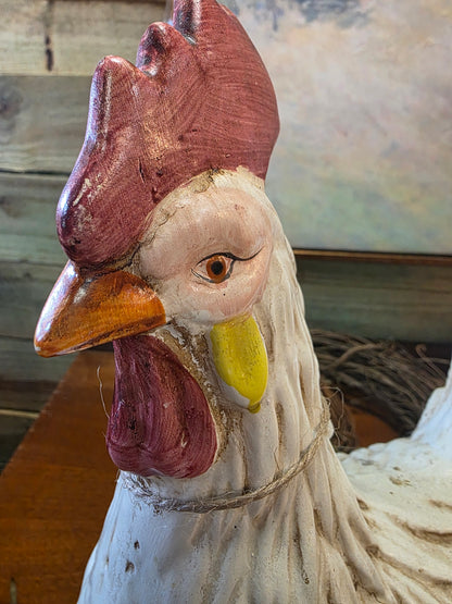 Vintage 1950's 16in Ceramic Hand-Painted Rooster