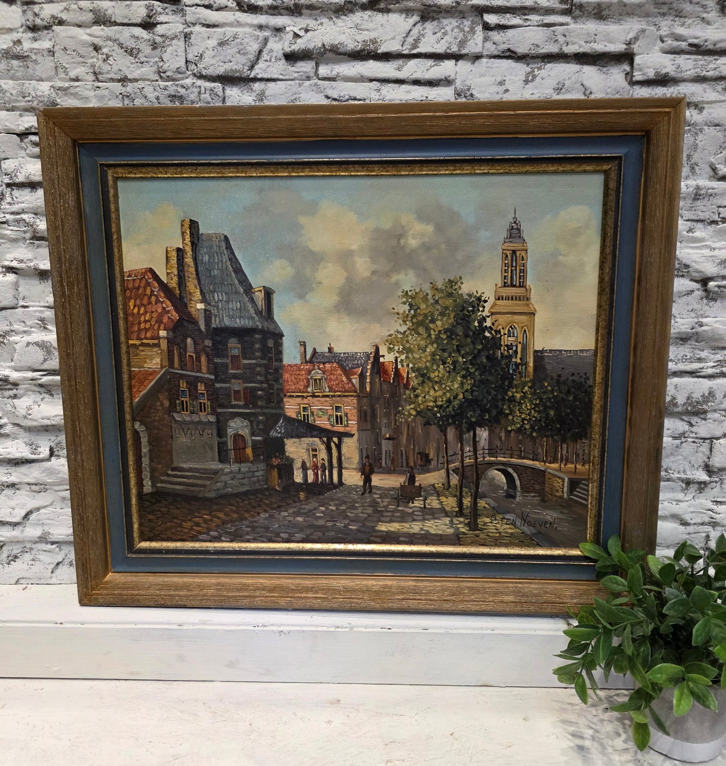 H Ten Hoeven -Oil on Canvas Amsterdam Back Street - Pick-Up Only