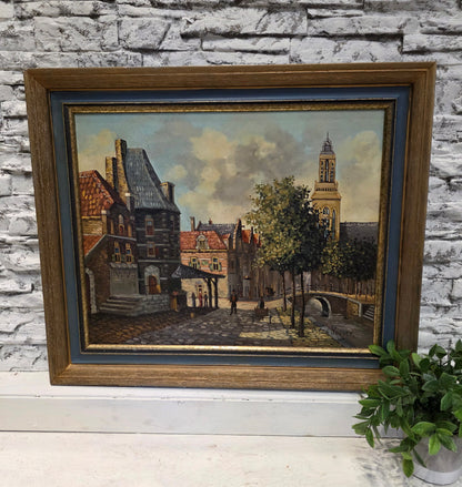 H Ten Hoeven -Oil on Canvas Amsterdam Back Street - Pick-Up Only