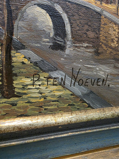 H Ten Hoeven -Oil on Canvas Amsterdam Back Street - Pick-Up Only