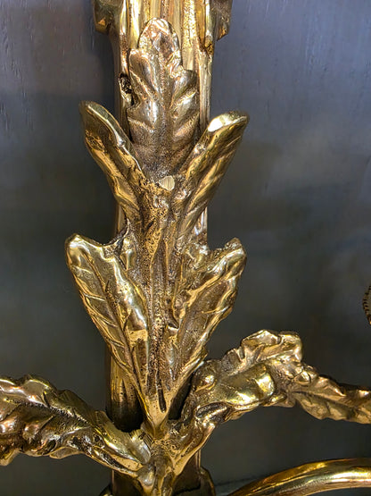 French Louis XVI Style Brass Wall Sconce With Bow & Tassel