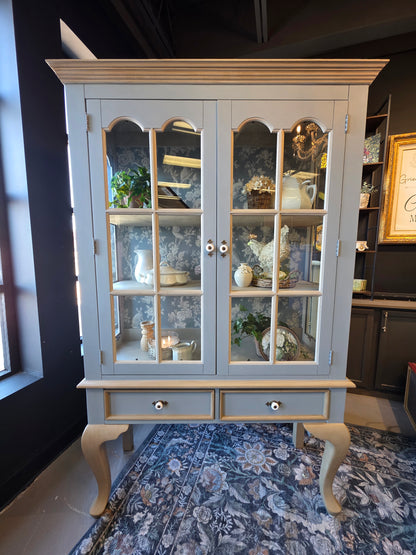 Abigail ~ Cottage Toile Hand-Painted Display Hutch