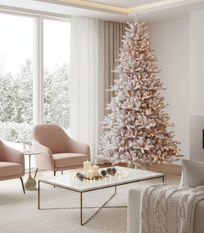 Gorgeous Heavy Flocked Tan Spruce 7.5ft Pre-Lit Christmas Tree - (𝐏𝐢𝐜𝐤-𝐔𝐩 𝐎𝐧𝐥𝐲)