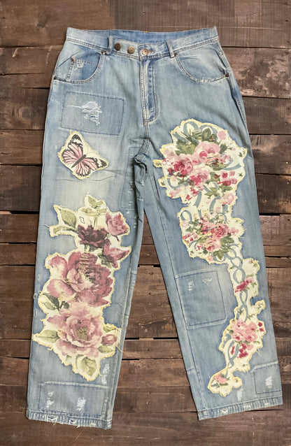 Peace and Love Jean, Floral - Jaded Gypsy