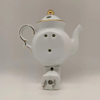 Magnolia Teapot - Porcelain Nightlight 24K Gold Trim
