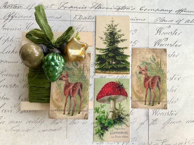 Deer 3pk Ornament, Tag & Ribbon Set