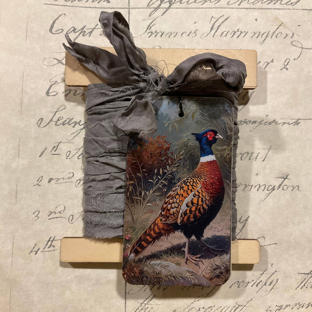 Smoke Pheasant 6-Tag & Ribbon Set