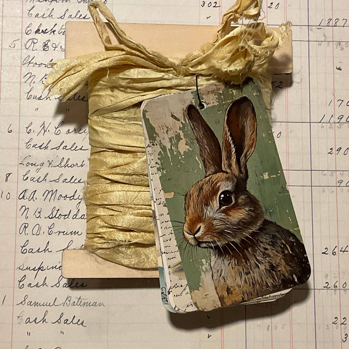 Golden Rabbit 6-Tag & Ribbon Set