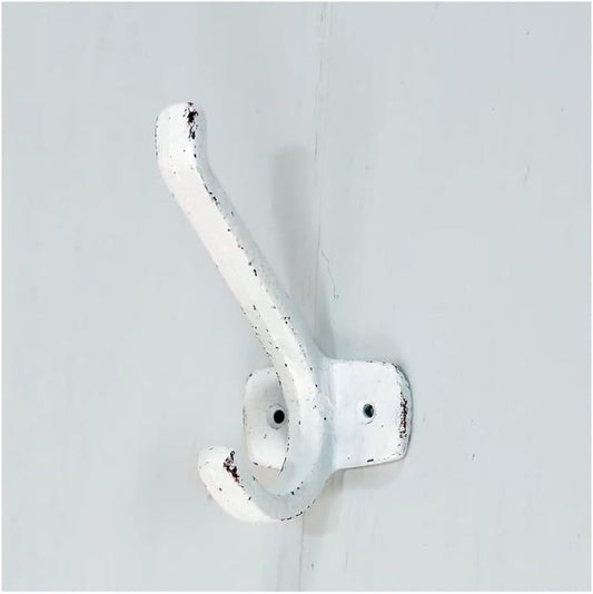 Cast Iron Double Wall Hook White