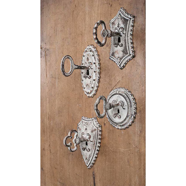 Vintage Style Key Metal Hooks, Set of Four