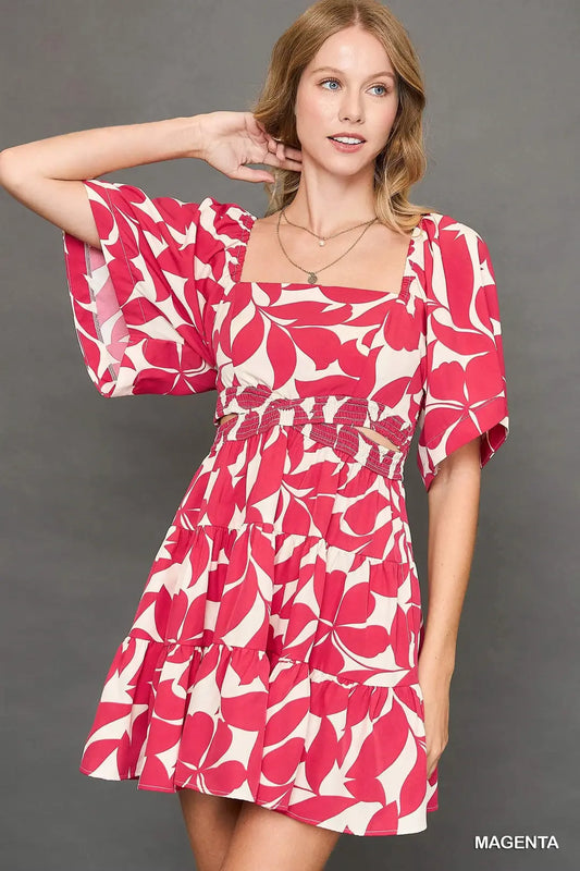 Abstract Print Tiered Dress - umGee USA