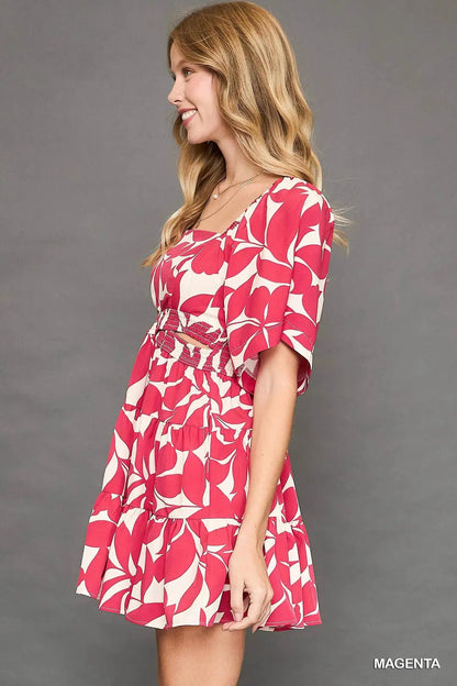 Abstract Print Tiered Dress - umGee USA
