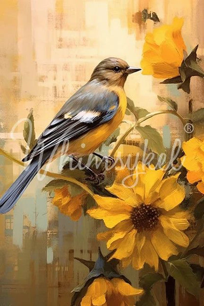 Octobers Bluebird - Lg 21" x 29" Decoupage Paper by Whymsikel Designs
