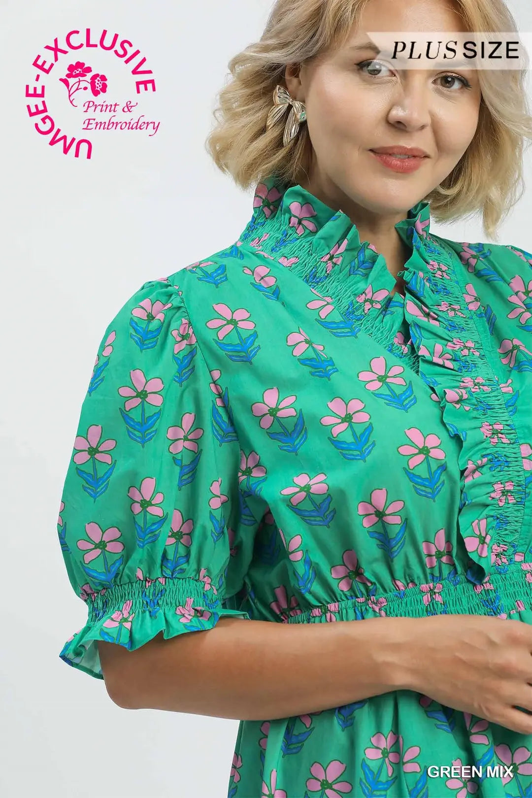 Ruffled Floral Babydoll Dress (Plus) - umGee USA