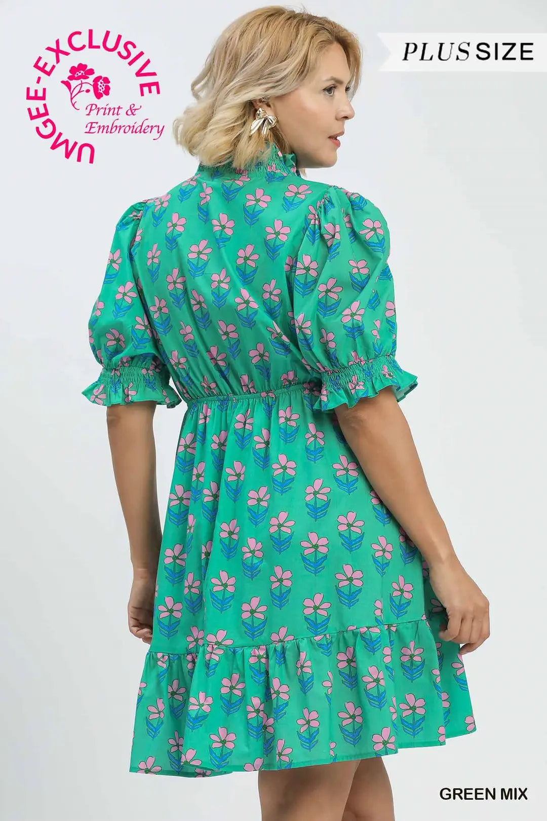 Ruffled Floral Babydoll Dress (Plus) - umGee USA
