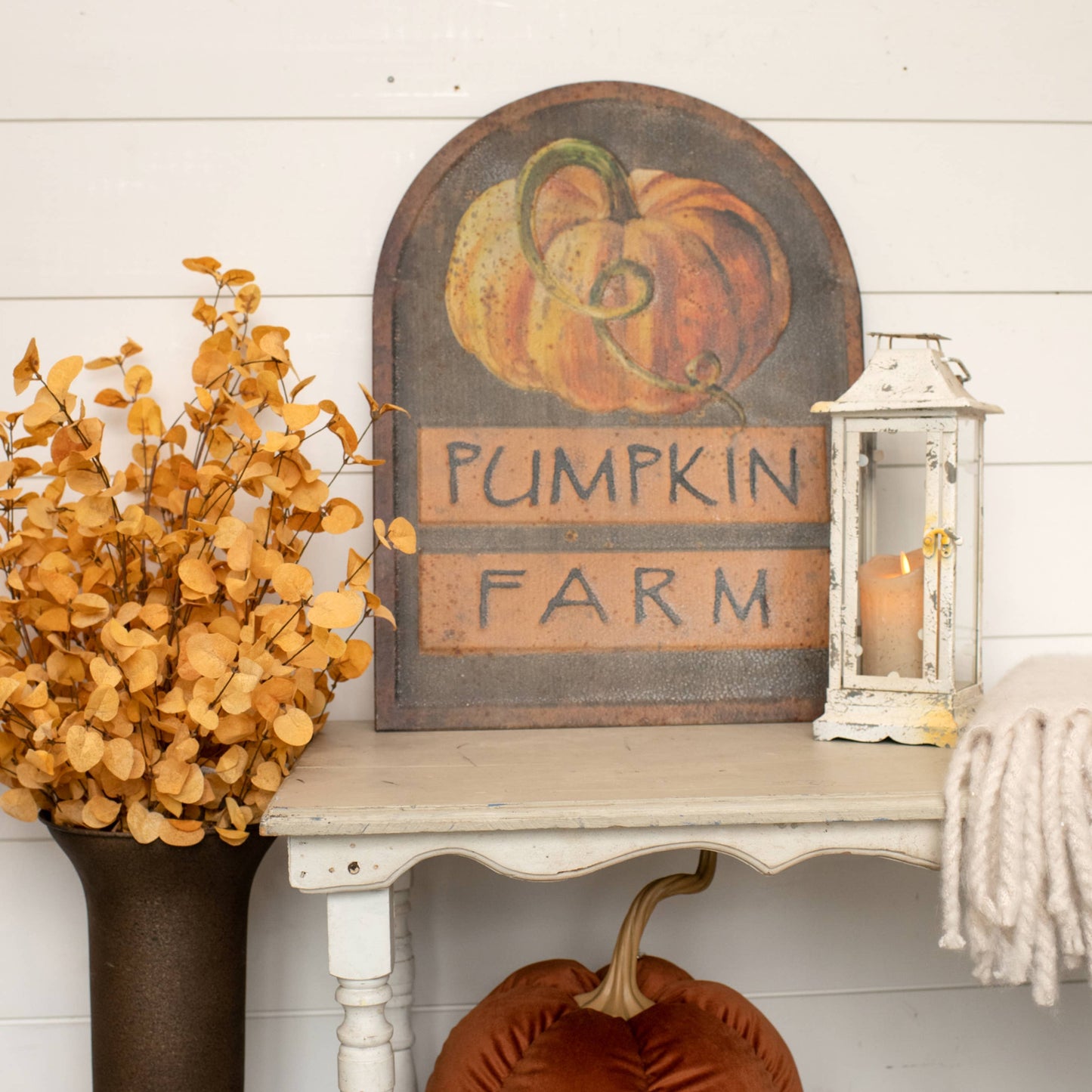Embossed Metal Pumpkin Farm 24in Sign