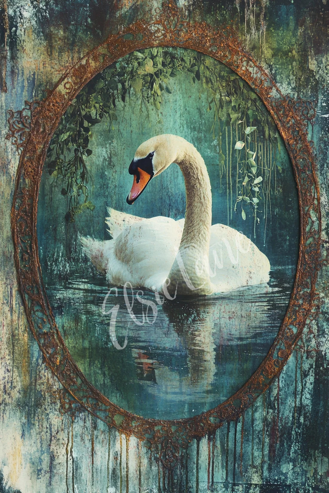 Celadon Swan EL018 - 21 x 29 Decoupage Tissue Elsie Lane
