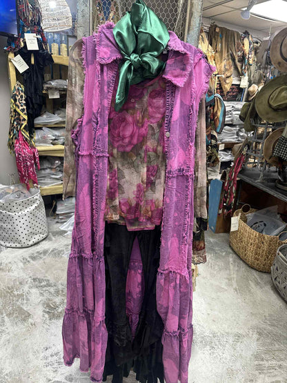 Distressed Darling Pink Maxi Dress / Duster - A Rare Bird