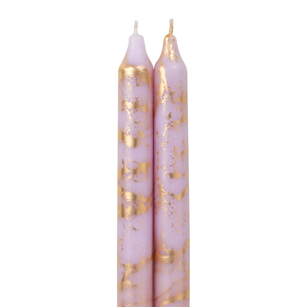 12" Decorative Taper Candles 2pk - Petal w/ Gold