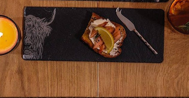 Highland Cow Mini Slate Cheese Board & Knife Sets