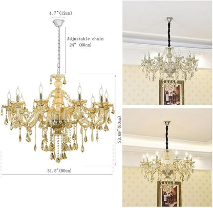 Amber Crystal 10-light Single Row Chandelier - (𝐏𝐢𝐜𝐤-𝐔𝐩 𝐎𝐧𝐥𝐲)