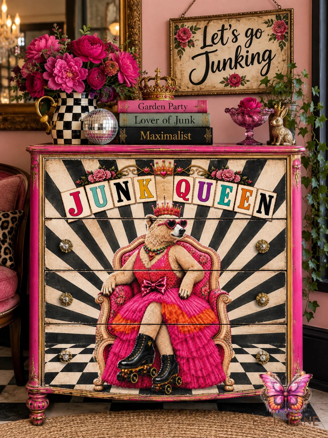 Junk Queen  ELTF002 - 21 x 29 Decoupage Tissue Elsie Lane (Collab with Tracey's Fancy )