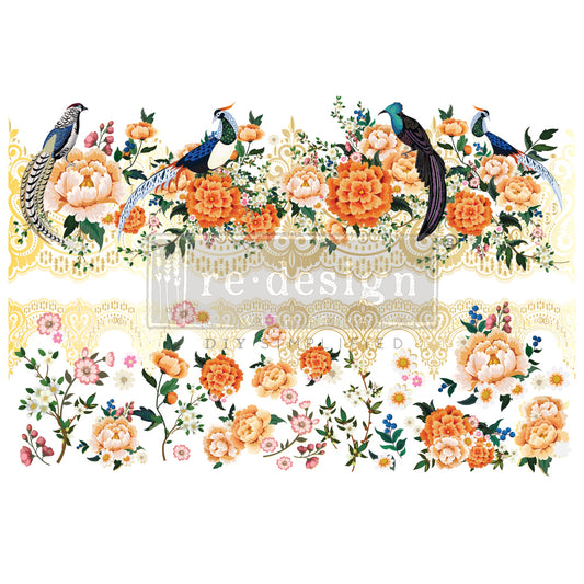 Pheasants & Peonies 24inx35in (2-Sheets) - Redesign Decor Transfer® by CeCe