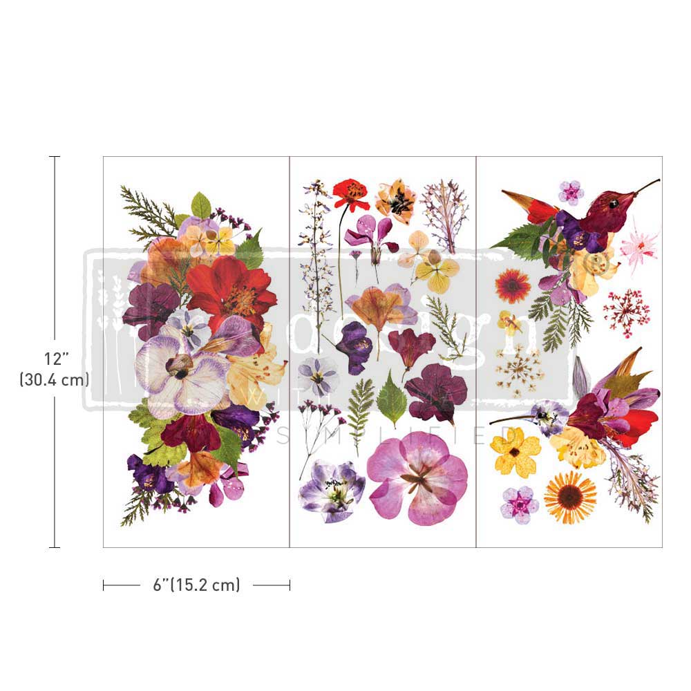 Organic Flora 6"x12" (3-Sheets) - Redesign Decor Mini Transfer®