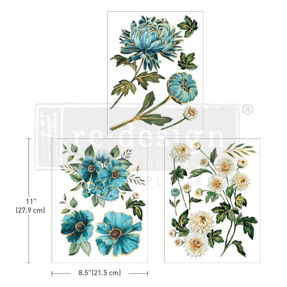 Gilded Floral 8.5"x11" (3-Sheets) - Redesign Prima Decor Middy Rub-on Furniture Transfer®