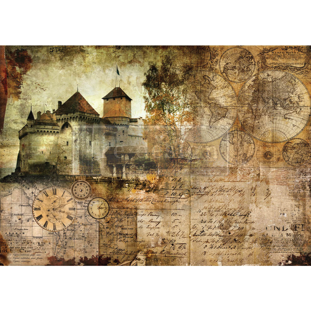 Hilltop Castle A1 23.4"x33.1" - Mulberry Rice Tissue Paper