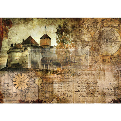 Hilltop Castle A1 23.4"x33.1" - Mulberry Rice Tissue Paper