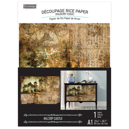 Hilltop Castle A1 23.4"x33.1" - Mulberry Rice Tissue Paper