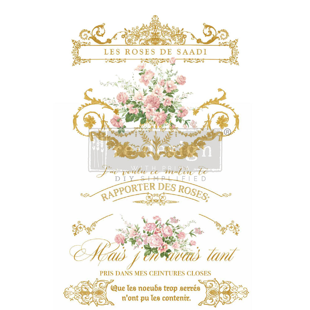 Les Roses 24inx35in (3-Sheets) - Redesign By Kacha Decor Transfer®