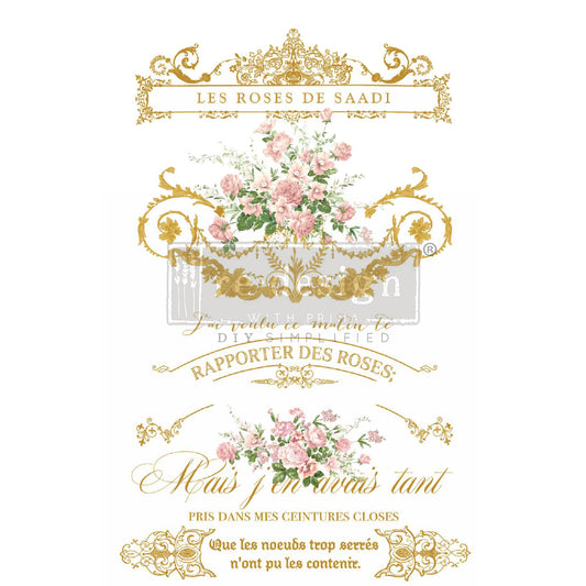 Les Roses 24inx35in (3-Sheets) - Redesign By Kacha Decor Transfer®