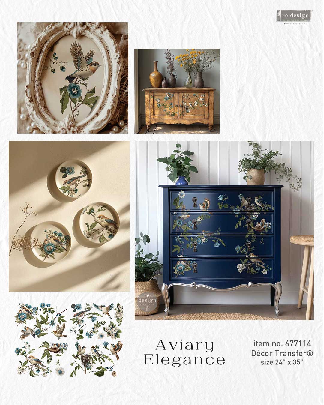 Aviary Elegance 24"x35" (4-Sheets) - Decor Transfers®