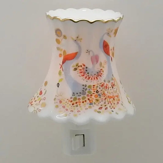 Peacock Duo - Porcelain Nightlight 24K Gold Trim