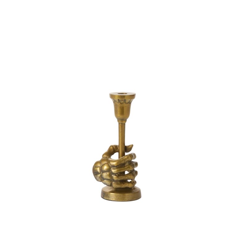 Skeleton Aged Bronze Candleholder
