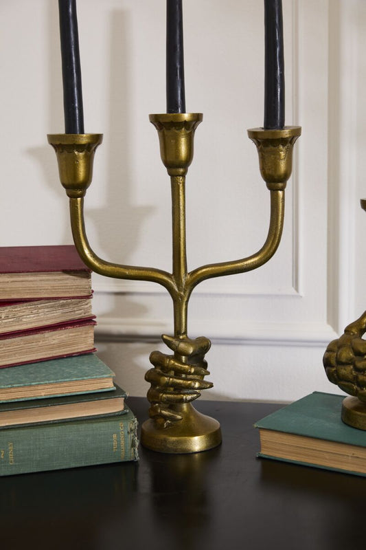 Skeleton Aged Bronze Candelabra