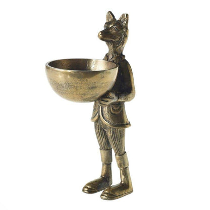 Eloise the Fox Stand with Dish - Authentic E&E Eloise Collection Bronzed Aluminum Bust