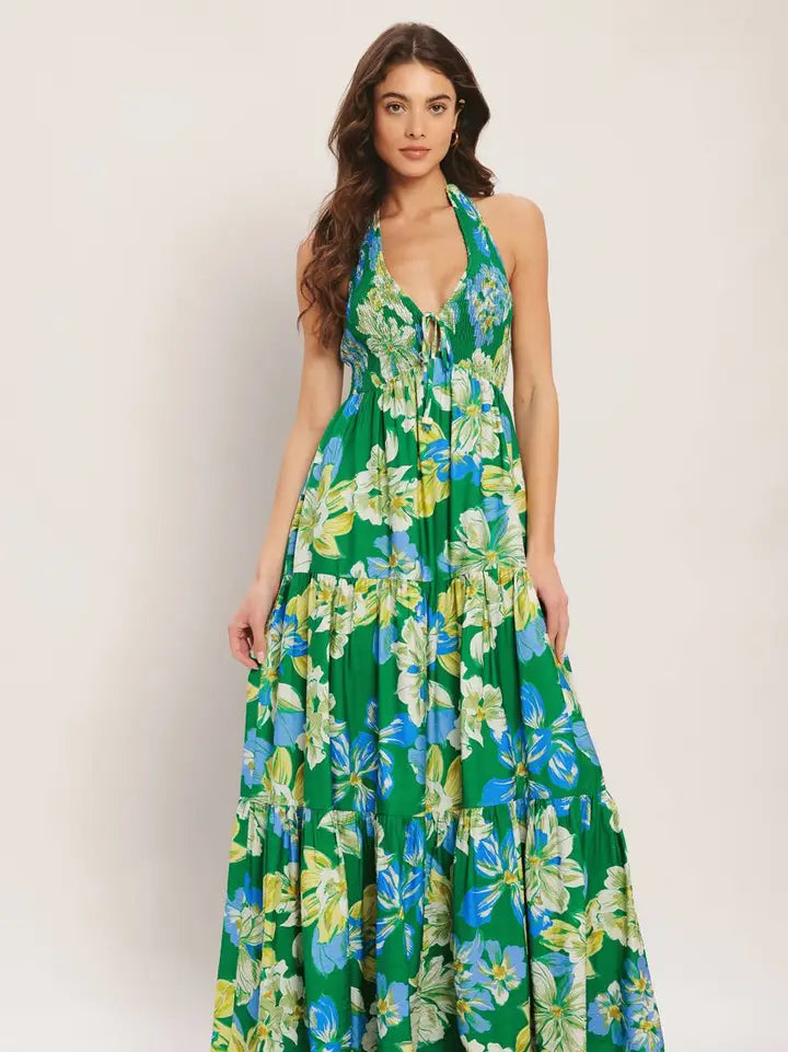 Geneviève Floral Halter Maxi