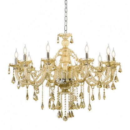 Amber Crystal 10-light Single Row Chandelier - (𝐏𝐢𝐜𝐤-𝐔𝐩 𝐎𝐧𝐥𝐲)
