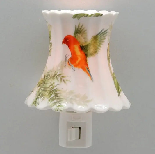 Tropical Parrot - Porcelain Nightlight 24K Gold Trim