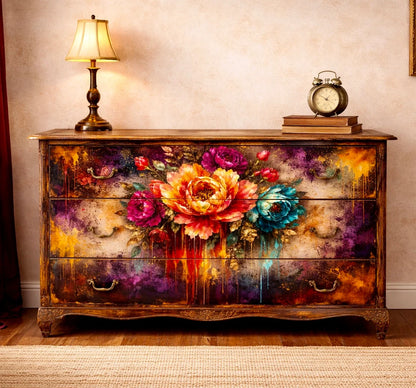 Bloom Like Fire EL019 - 21 x 29 Decoupage Tissue Elsie Lane