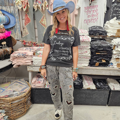 Darling Distressed Tee Shirt - A Rare Bird