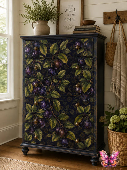 Plum Season (Continuous Design) EL011 - 21 x 29 Decoupage Tissue Elsie Lane